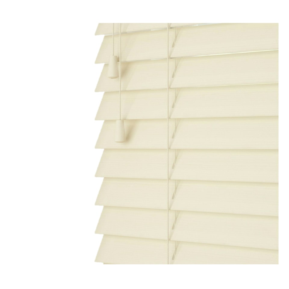 image 1 of 180cm Creme Smooth Finish Faux Wood Venetian Blinds with Strings  (120cm Drop) | Cream | Cream