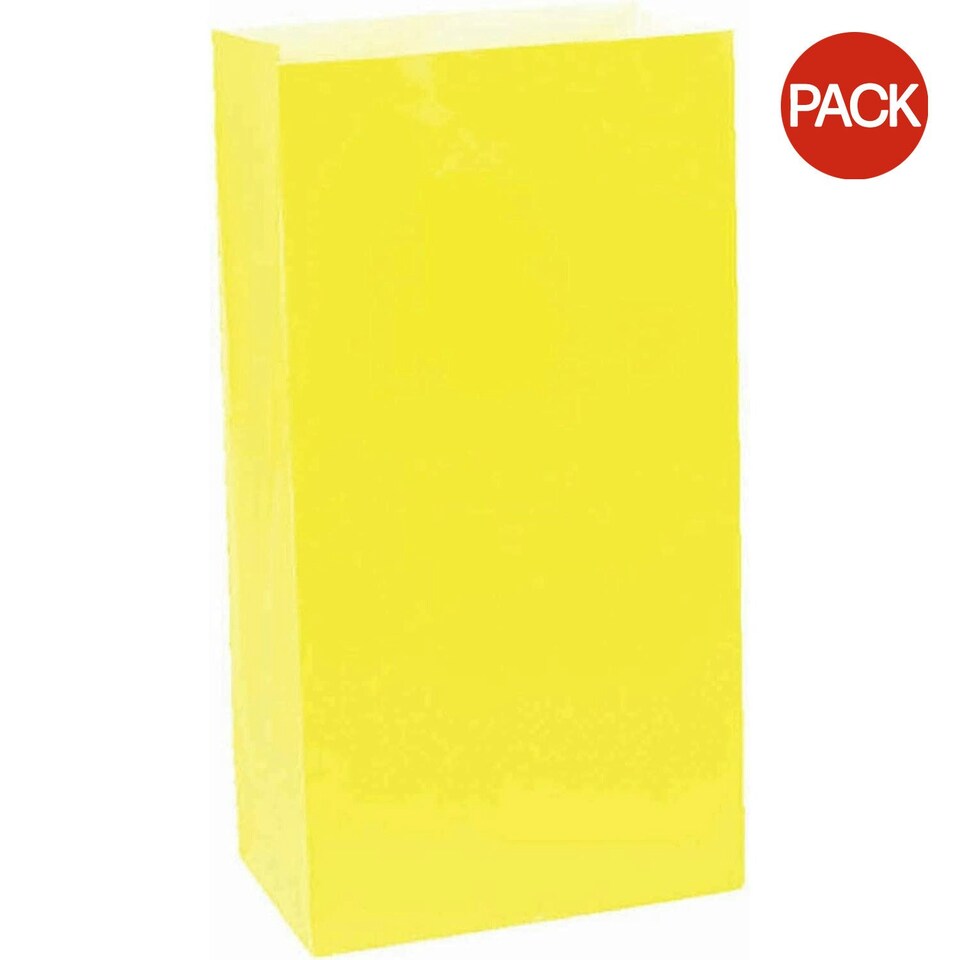 Amscan Paper Party Bags (Pack of 12) - Yellow - One Size