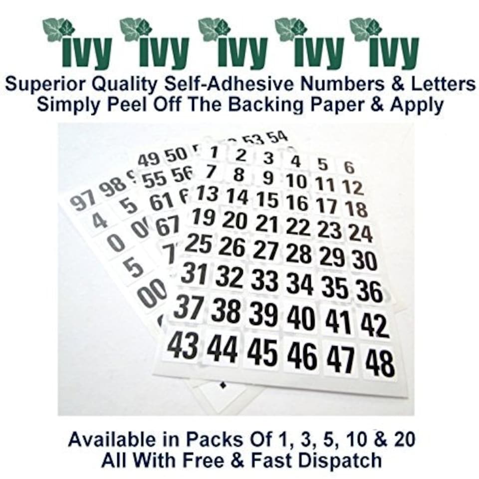 image 1 of IVY SELF ADHESIVE NUMBERS 1-99 231041