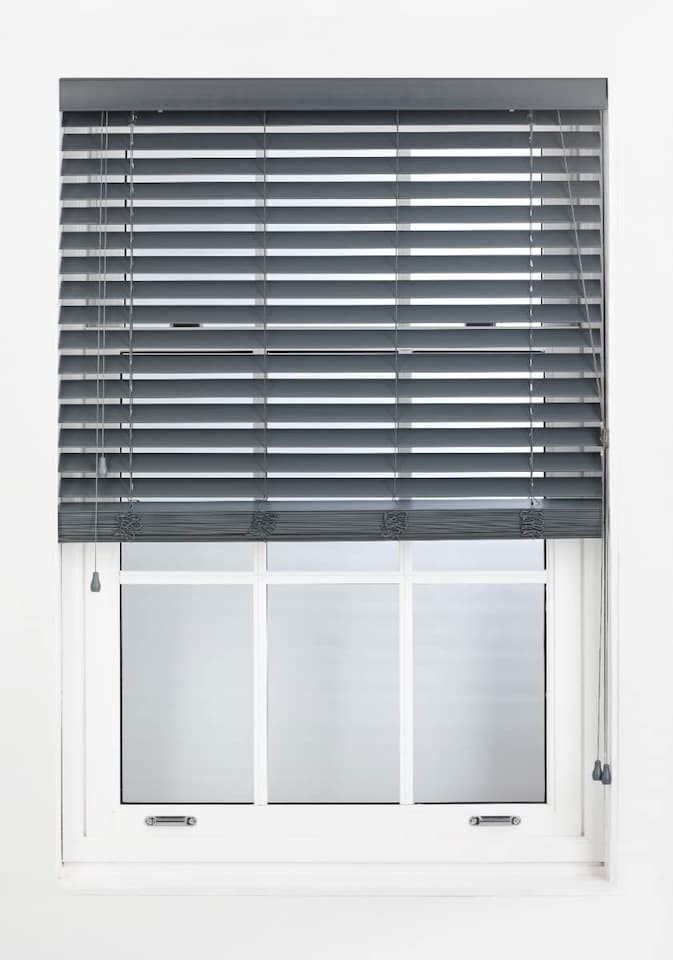 image 1 of Made to Measure Faux Wood Venetian Blinds with String (W)105cm x (L)150cm