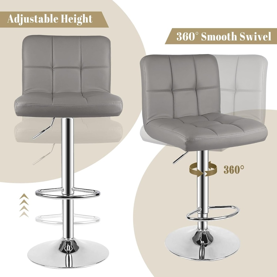 image 1 of Rattantree Bar Stool Set Of 2 Swivel Upholstered Height Adjustable Bar Stool