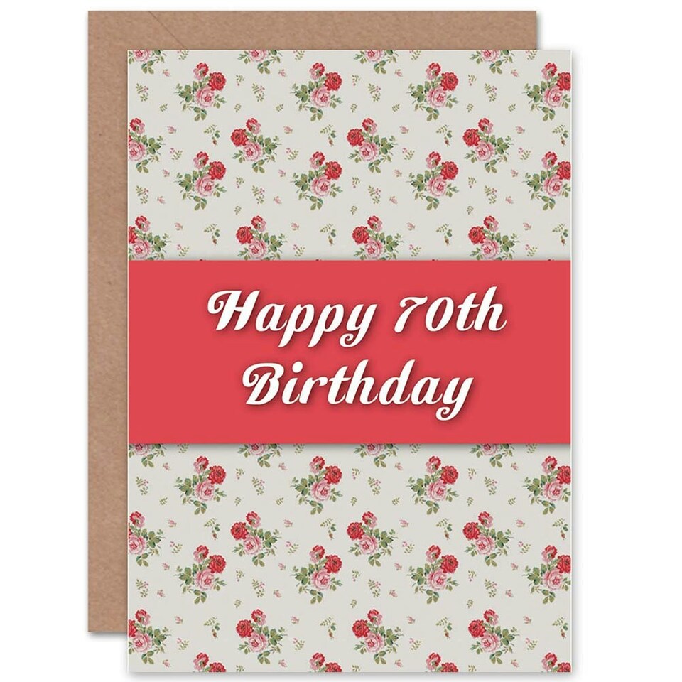 image 1 of 70Th Seventy Flower Pattern Birthday Card