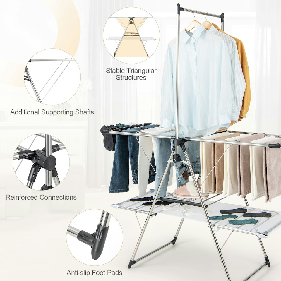 image 1 of COSTWAY Laundry Drying Rack Foldable Clothes Drying Rack
