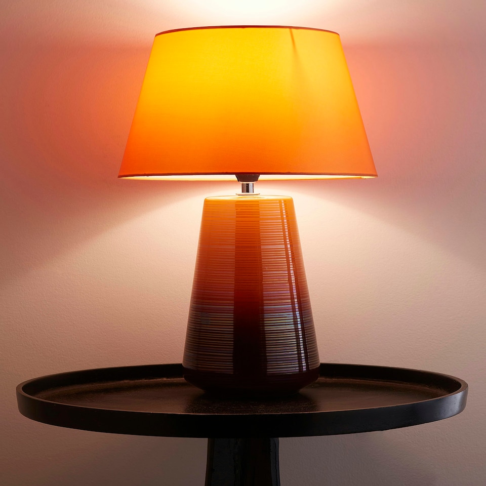 image 1 of Canada 45cm Orange Ceramic Table Lamp with Matching Shade Orange