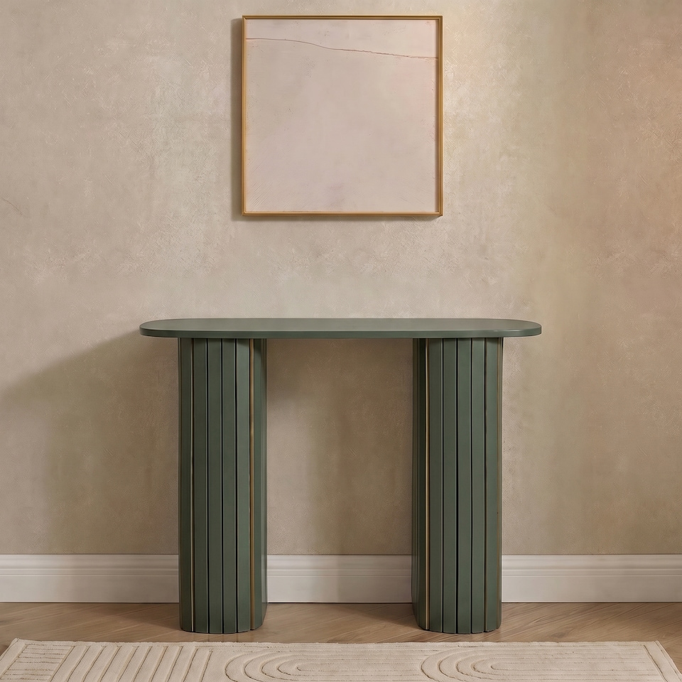image 1 of OHS Madison Console Table Ribbed Engineered Wood Entryway Display Desk