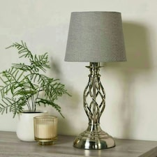 Manor Chrome Table Lamp with Grey Shade Chrome