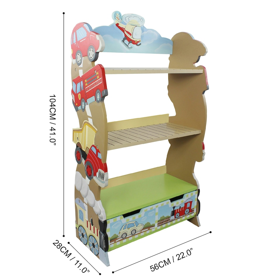 image 1 of Teamson Kids Transportation Toddler Bookshelf