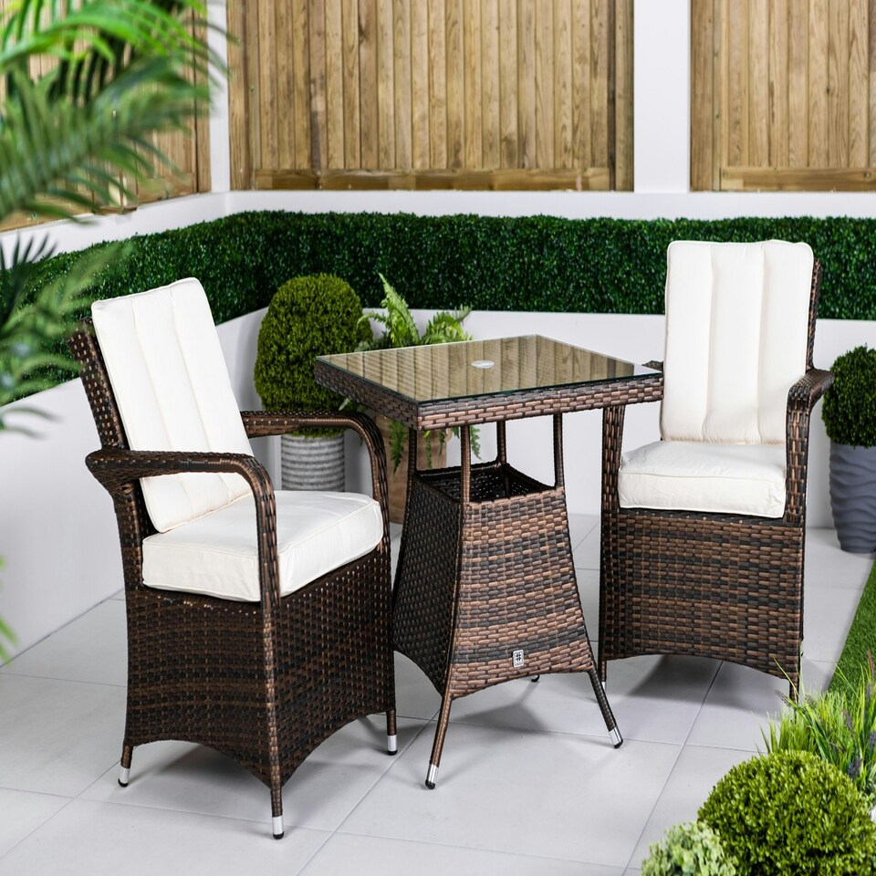 image 1 of Giardino Arizona Rattan Garden Bistro Set Patio Table and Chairs