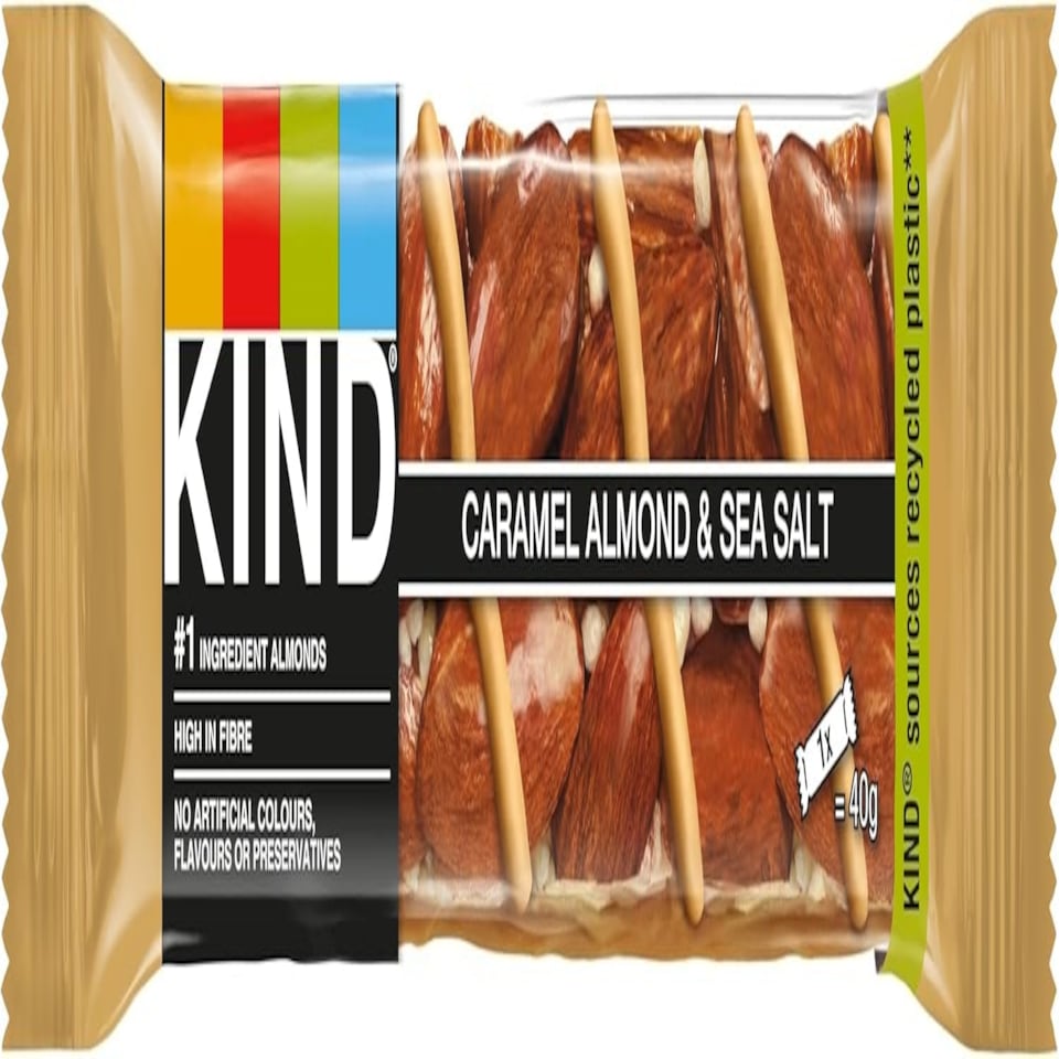 image 1 of KIND Bars, Gluten Free Snack Bars, Caramel Almond & Sea Salt, High Fibre, Healthy Snack, No Artificial Colours, Flavours or Preservatives, Multipack 12 x 40g