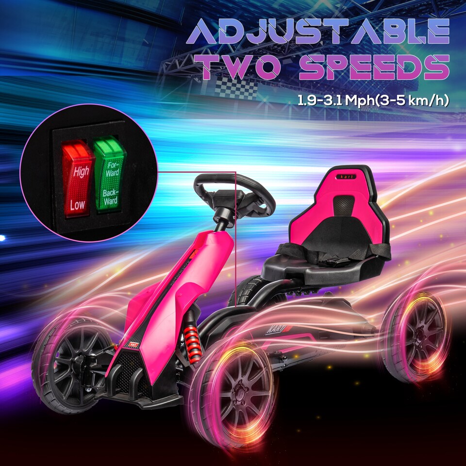 image 1 of HOMCOM 12V Electric Go Kart w/ Forward Reversing 2 Speeds for 3-8 Yrs - Pink