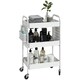 image 6 of HOMCOM Rolling Utility Cart with 3 Mesh Basket, 2 Boxes, 6 Hooks for Kitchen