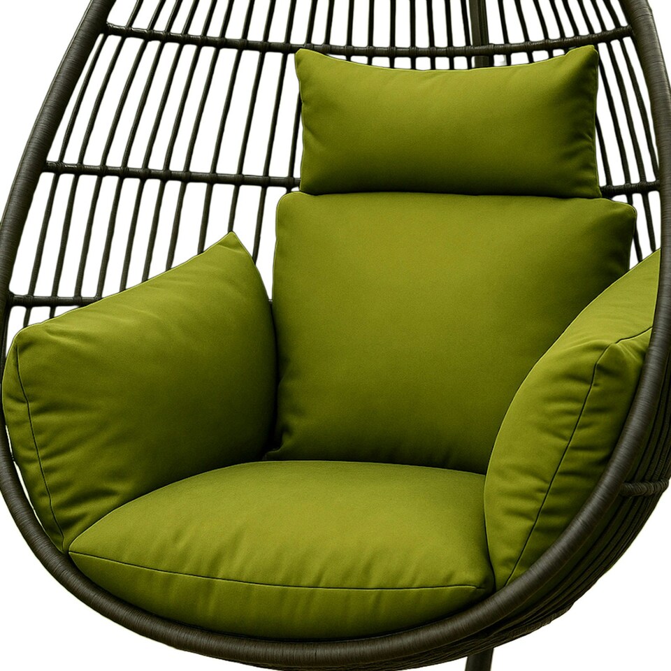image 1 of Homescapes Luxury Waterproof Egg Chair Cushion With Headrest - Green