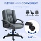 image 5 of HOMCOM Faux Leather Home Office Chair Mid Back Desk Chair with Arms Dark Grey