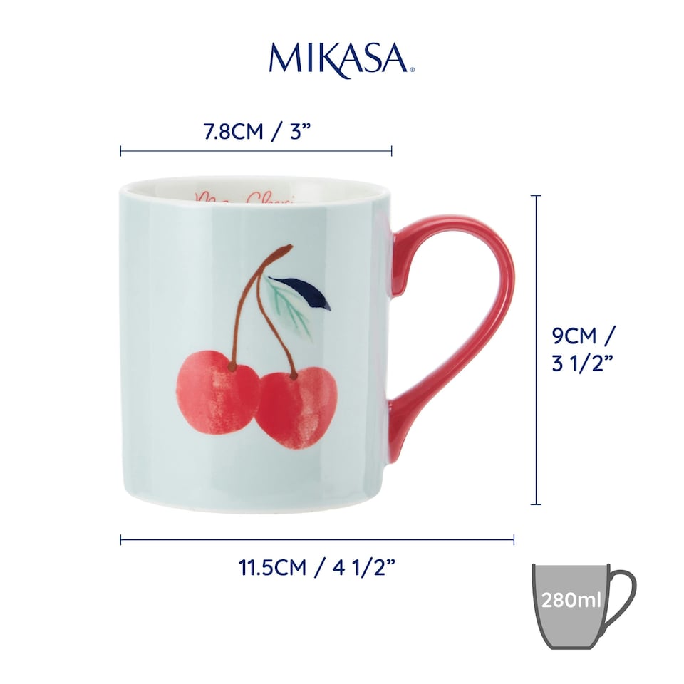 image 1 of Mikasa Cherry Straight-Sided Porcelain Mug, 280ml | Blue