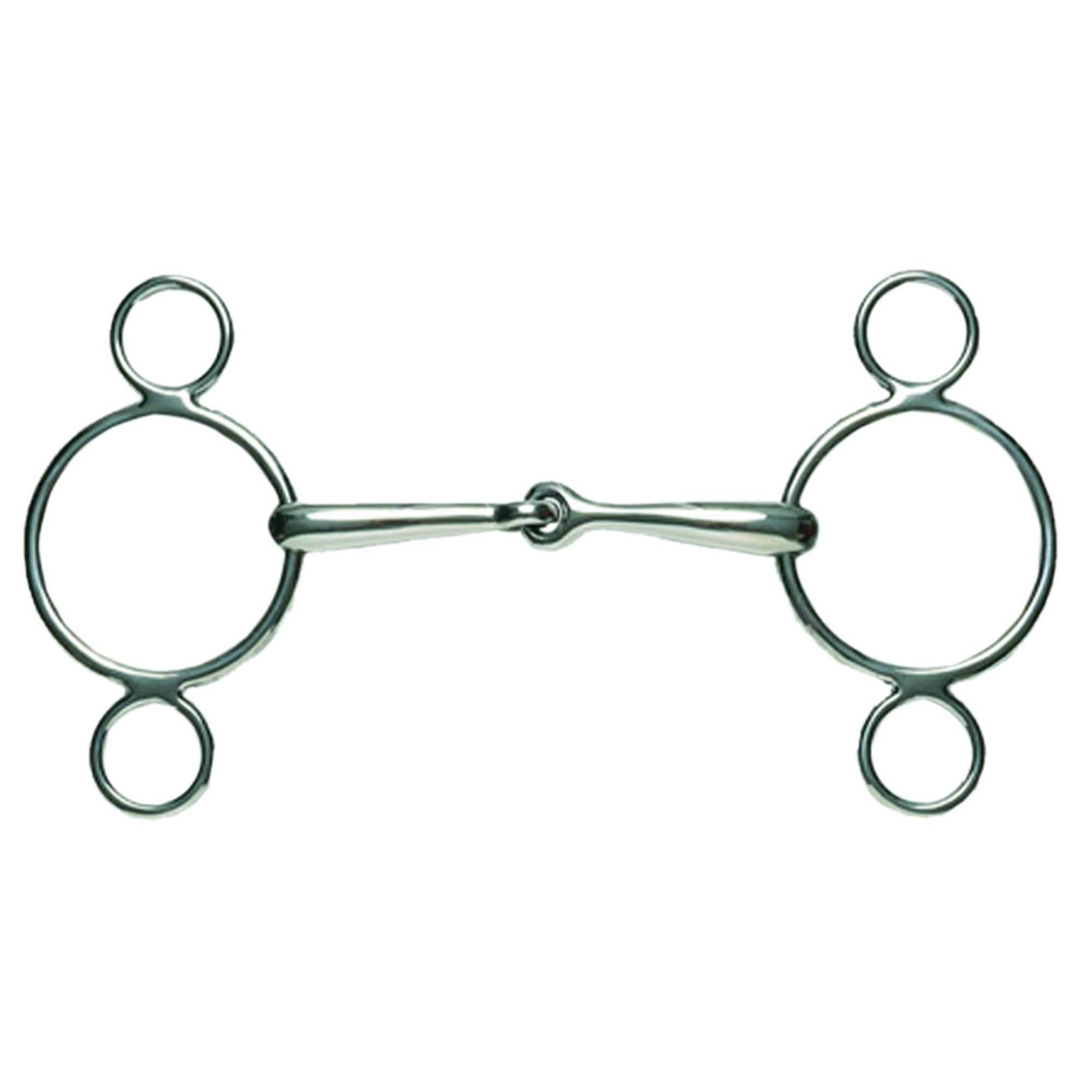 Korsteel Horses Stainless Steel Jointed 2 Ring Dutch Gag Bit Silver Silver 5in 1