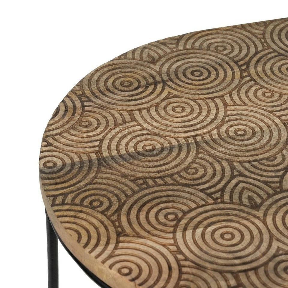 image 1 of Side table 60 x 39,5 x 60 cm Natural Black Metal Wood (2 Units) N/A