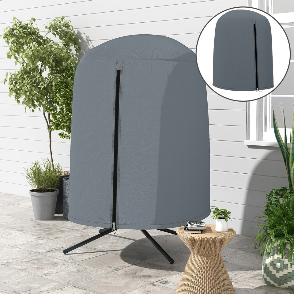 image 1 of Outsunny Hanging Egg Chair Cover Garden Swing Chair Cover Waterproof, Black Grey