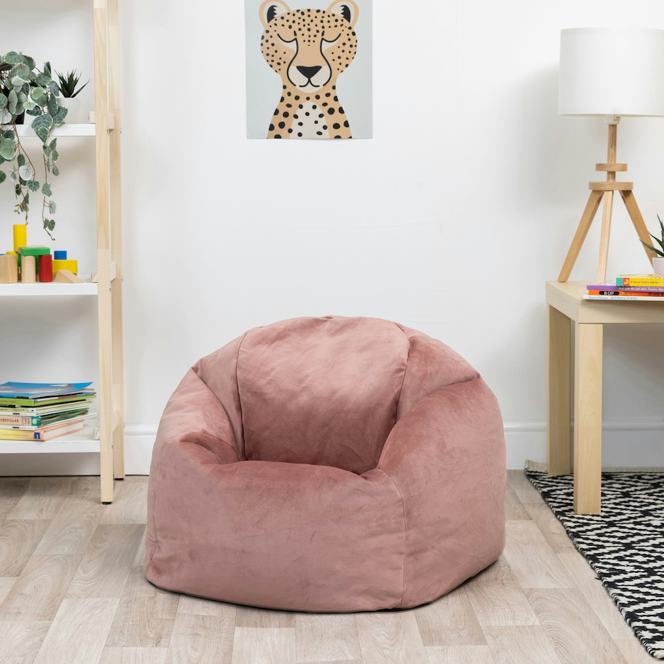 image 1 of icon Kids Aurora Velvet Bean Bag Chair Dusk Pink Childrens Bean Bags Pink