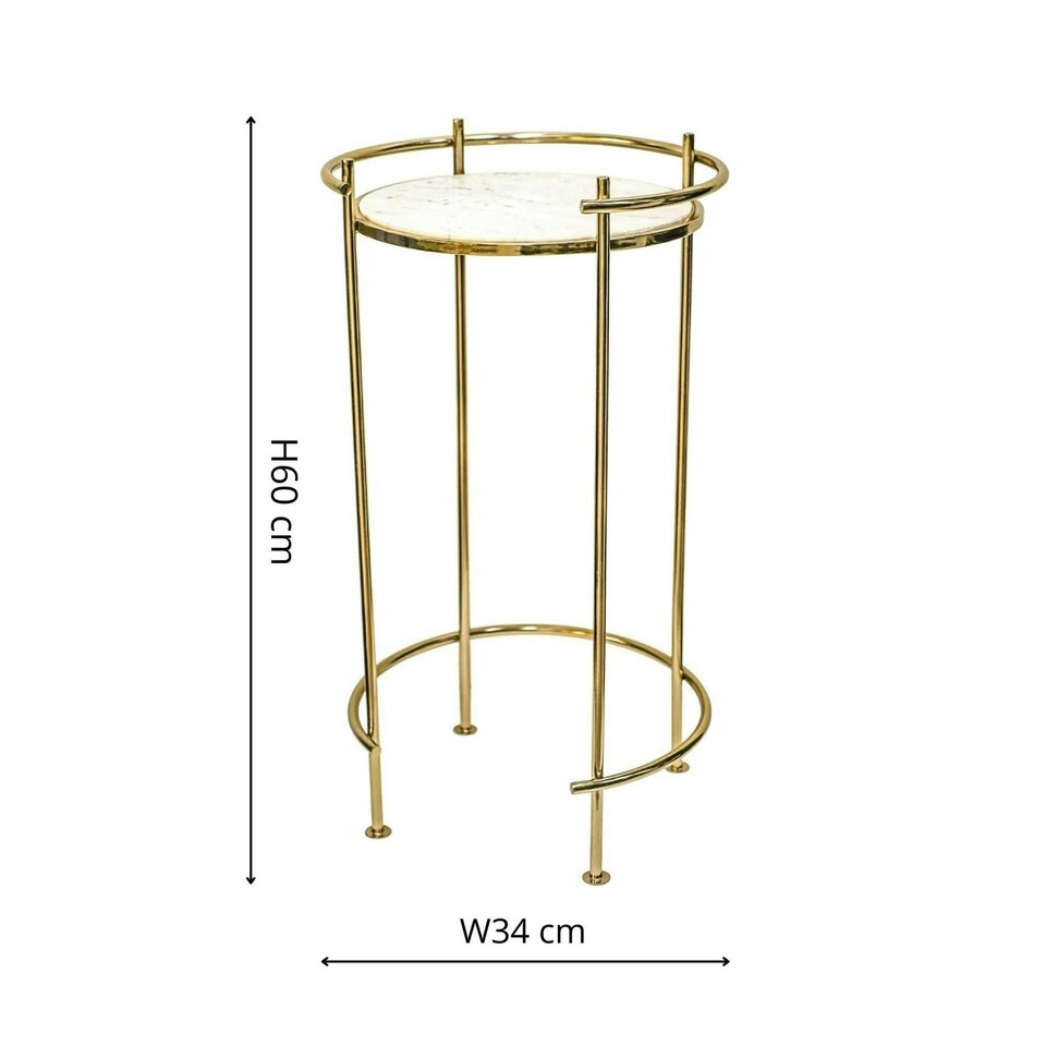 image 1 of Opulence Set of 2 Nested Side Tables Marble/Gold Gold