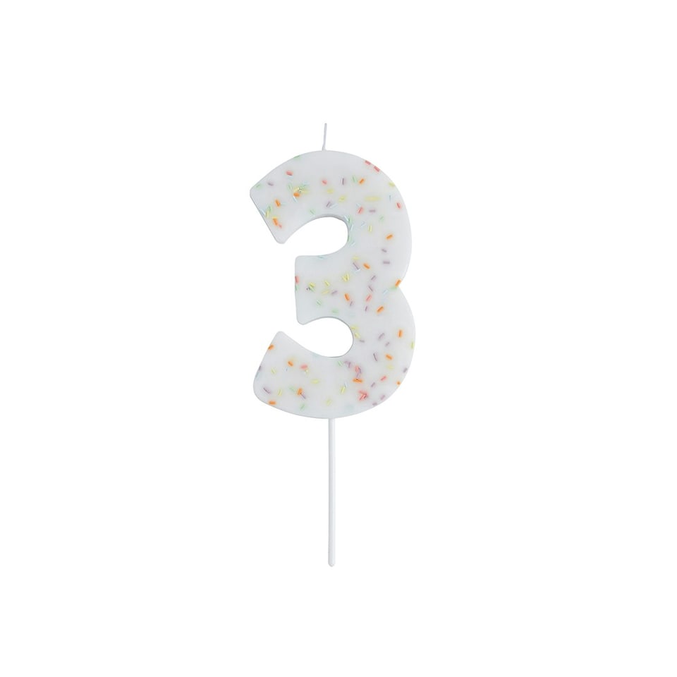 image 1 of Giant Sprinkle Number '3' Celebration Candle