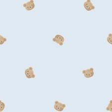 Sample of Cozy Bear Wallpaper in Soft Blue Multi