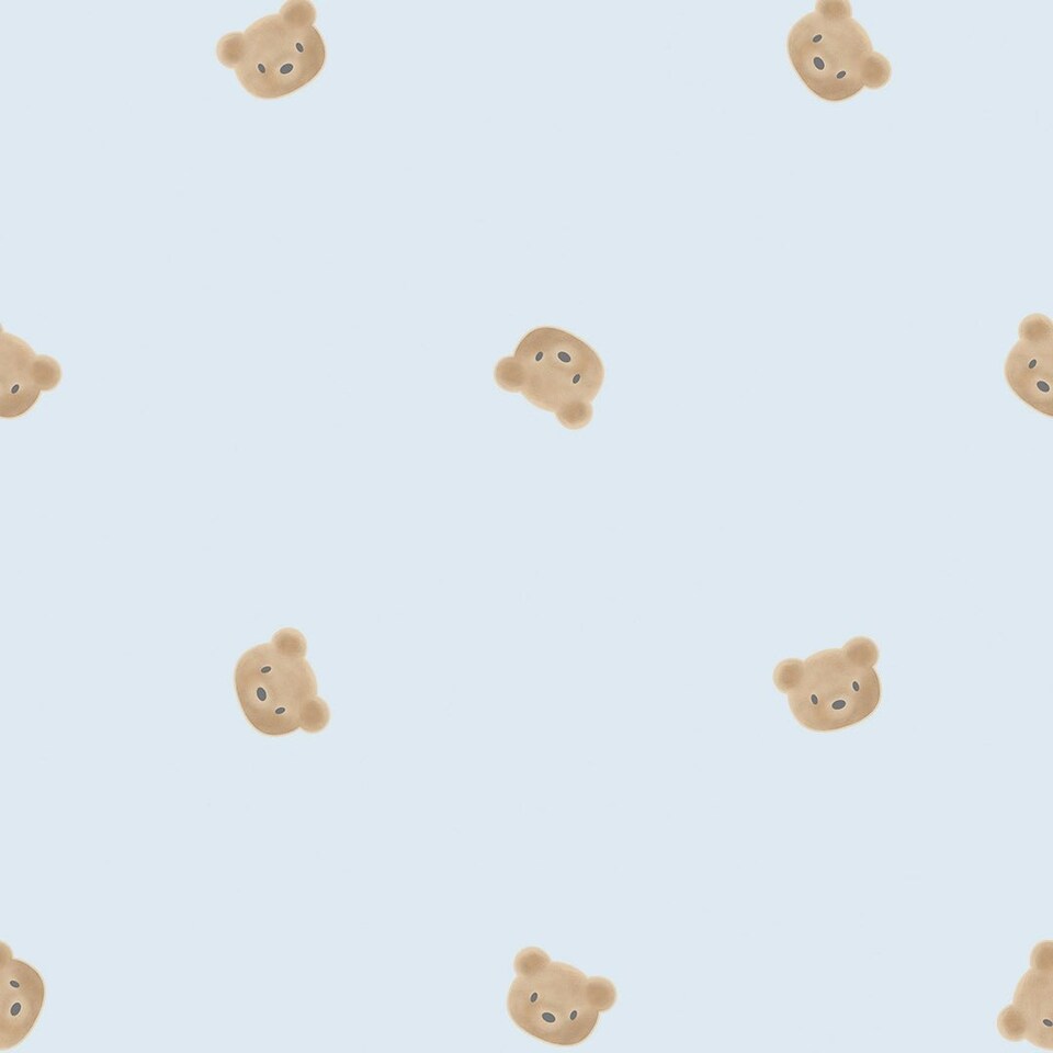 Sample of Cozy Bear Wallpaper in Soft Blue Multi