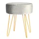 image 1 of Harbour Housewares Velvet Footstool - Round Modern Dressing Table Footstool Vanity Seat Chairs - 40 x 35cm - Grey/Gold | Grey | Grey/Gold | Pack of 1 | 1