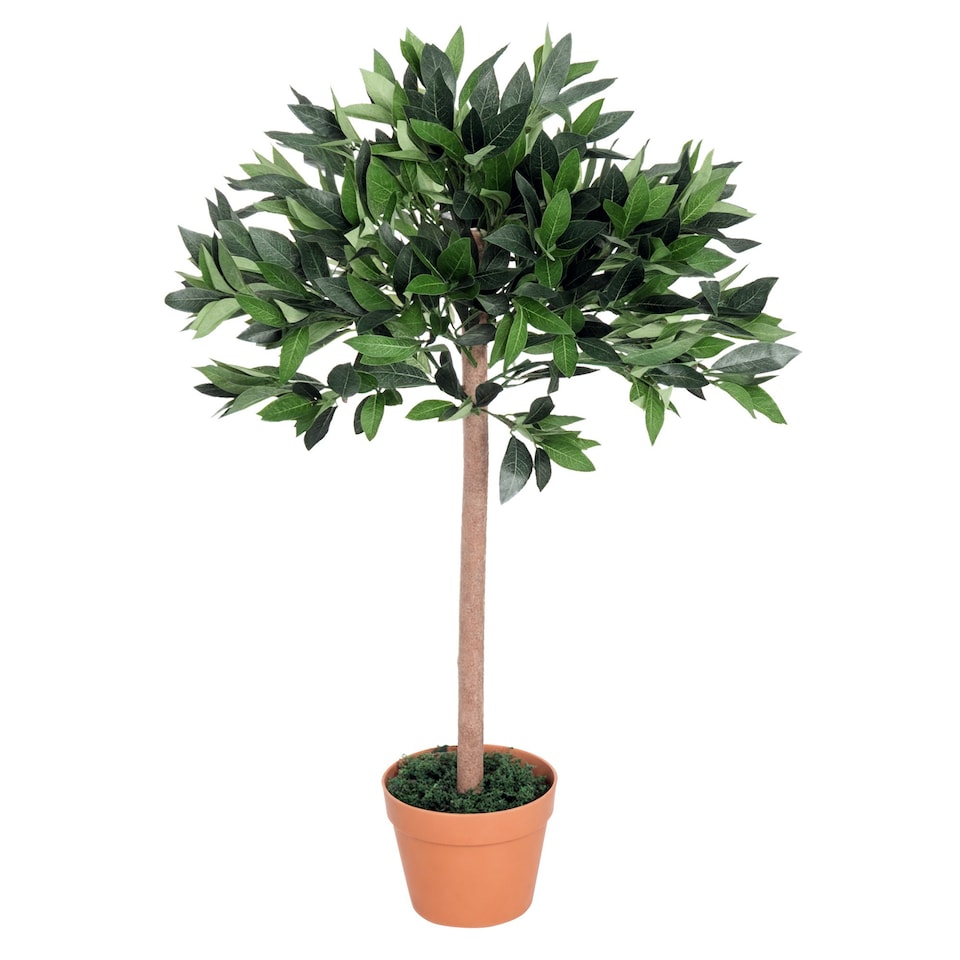 image 1 of Outsunny Artificial Olive Tree Plant In an Orange Pot 90 cm for Home