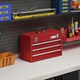 image 2 of DURHAND Lockable 3 Drawer Tool Chest with Ball Bearing Slide Drawers Red | Red | 51L x 22W x 32H cm | 1