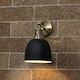image 1 of ValueLights Antique Brass Adjustable Knuckle Joint Wall Light With Gloss Black Dome Shade