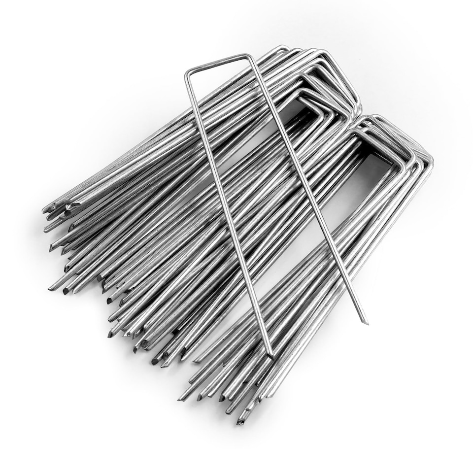 image 1 of Keplin U Shaped Metal Garden Pegs 15cm Galvanised Heavy Duty Ground Stakes