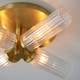 image 5 of Talo Bathroom Multi Arm Glass Semi Flush Ceiling Lamp, Satin Brass Plate, Ribbed Glass, IP44