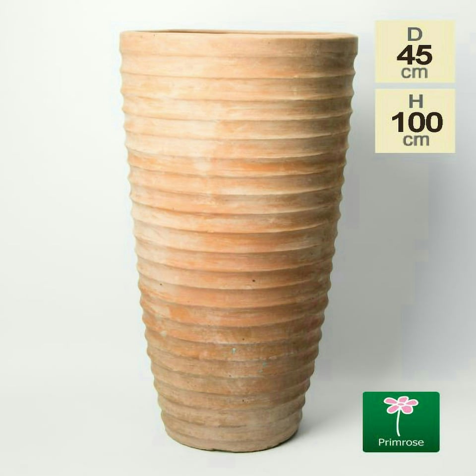 image 1 of Primrose Terracotta Red Tapered Tall Cylinder Planter with Drainage 100cm