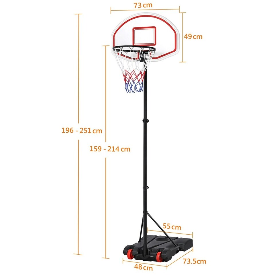 image 1 of Yaheetech 1.9-2.5M Height-Adjustable Basketball Hoop System Red