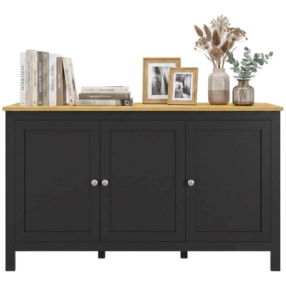 image 1 of HOMCOM Sideboard Buffet Storage Cabinet, Storage Cabinet with Doors, Black