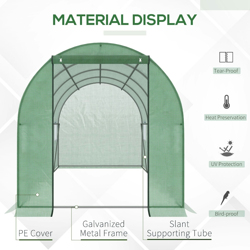 image 1 of Outsunny 4 x 2M Polytunnel Walk-in Garden Greenhouse with Zip Door and Windows