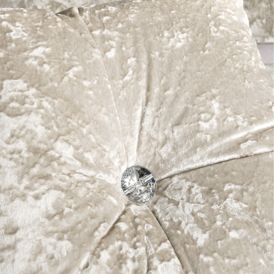 image 1 of Catherine Lansfield Crushed Velvet Diamante Cushion | Cream | Natural | 45x45cm | 1