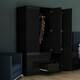 image 3 of Vida Designs Glinton 3 Door 2 Drawer Wardrobe High Gloss Doors With Shelf & Clothes Rail, 100% FSC, Black