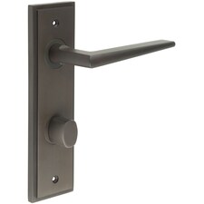 Elegant Dark Bronze Bathroom Door Handle with Backplate and Turn Release Solid Brass Interior Handle