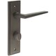 image 1 of Elegant Dark Bronze Bathroom Door Handle with Backplate and Turn Release Solid Brass Interior Handle