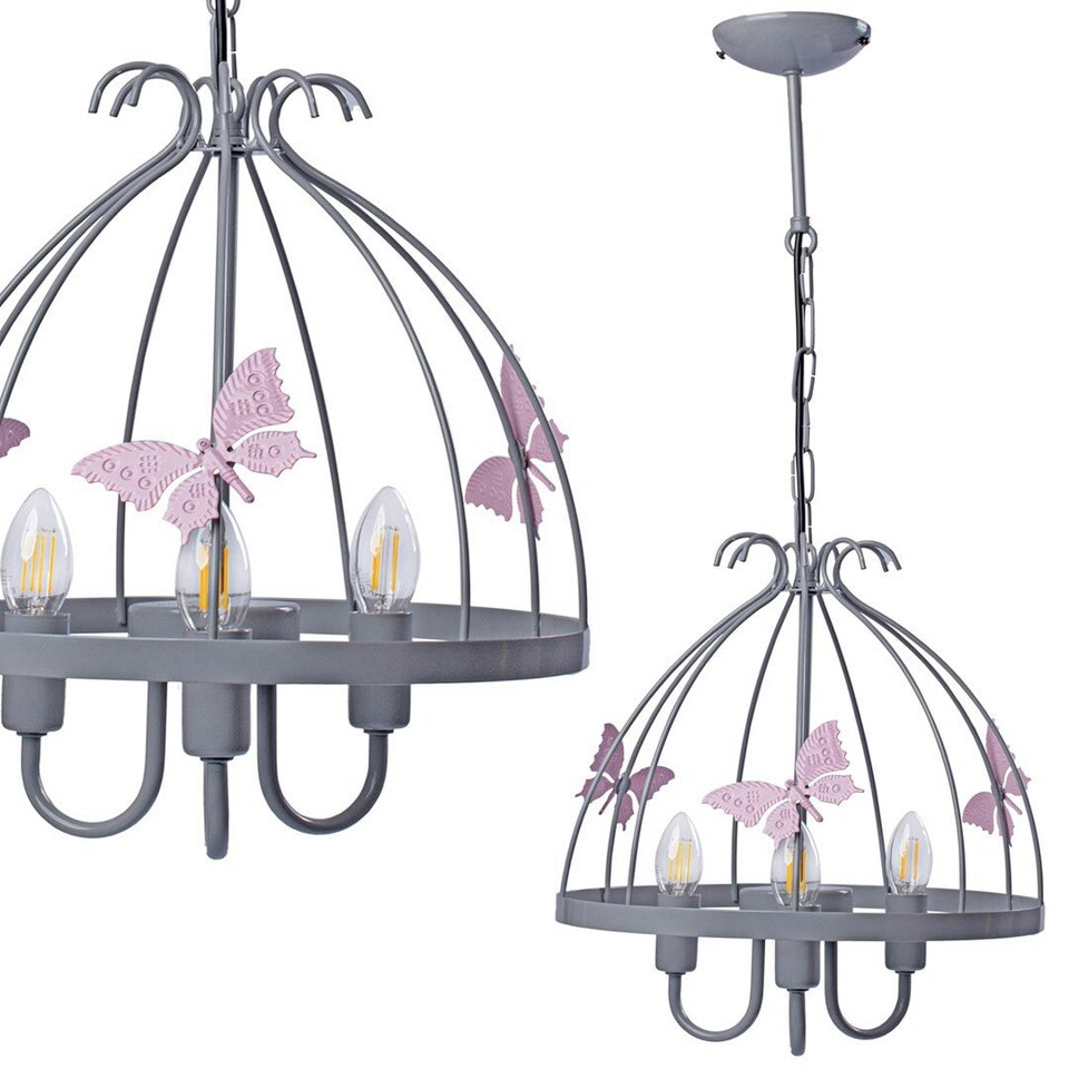 image 1 of Milagro Chandelier Kago 3XE14  Grey and Pink