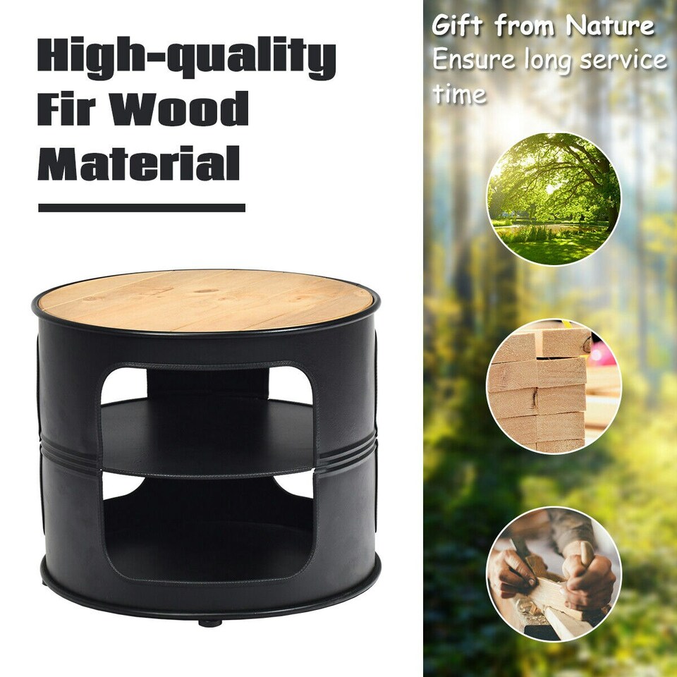 image 1 of COSTWAY 3-Tier Round End Table Coffee Snack Table Black