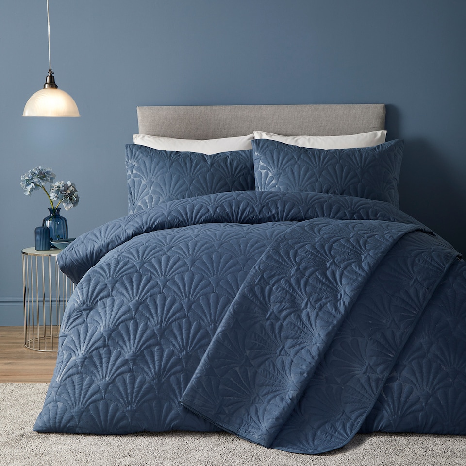 image 1 of Serene Cavali Duvet Cover Set Dark Blue
