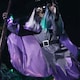 image 4 of Home Accents Holiday 12ft Giant Animated Hovering Halloween Witch with Broomstick and LEDs