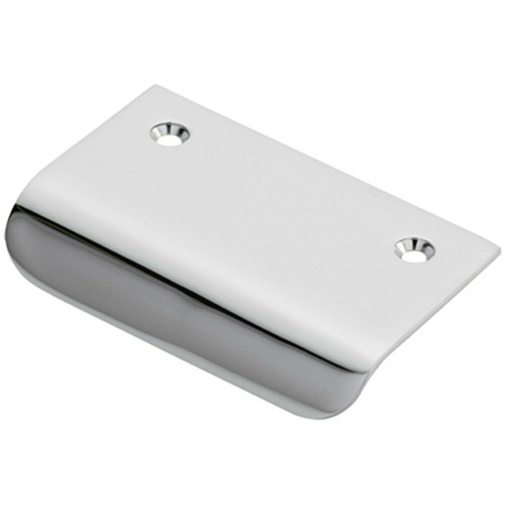 Loops Semi Concealed Cabinet Finger Pull Handle 52mm Fixing Centres Polished Chrome