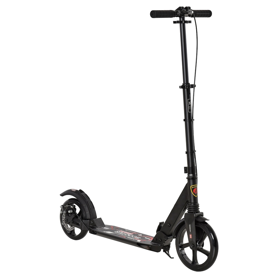 image 1 of HOMCOM Teens Adult Kick Scooter Fold Adjust 14+ w/ Rear Dual Brake System Black | Black | Black