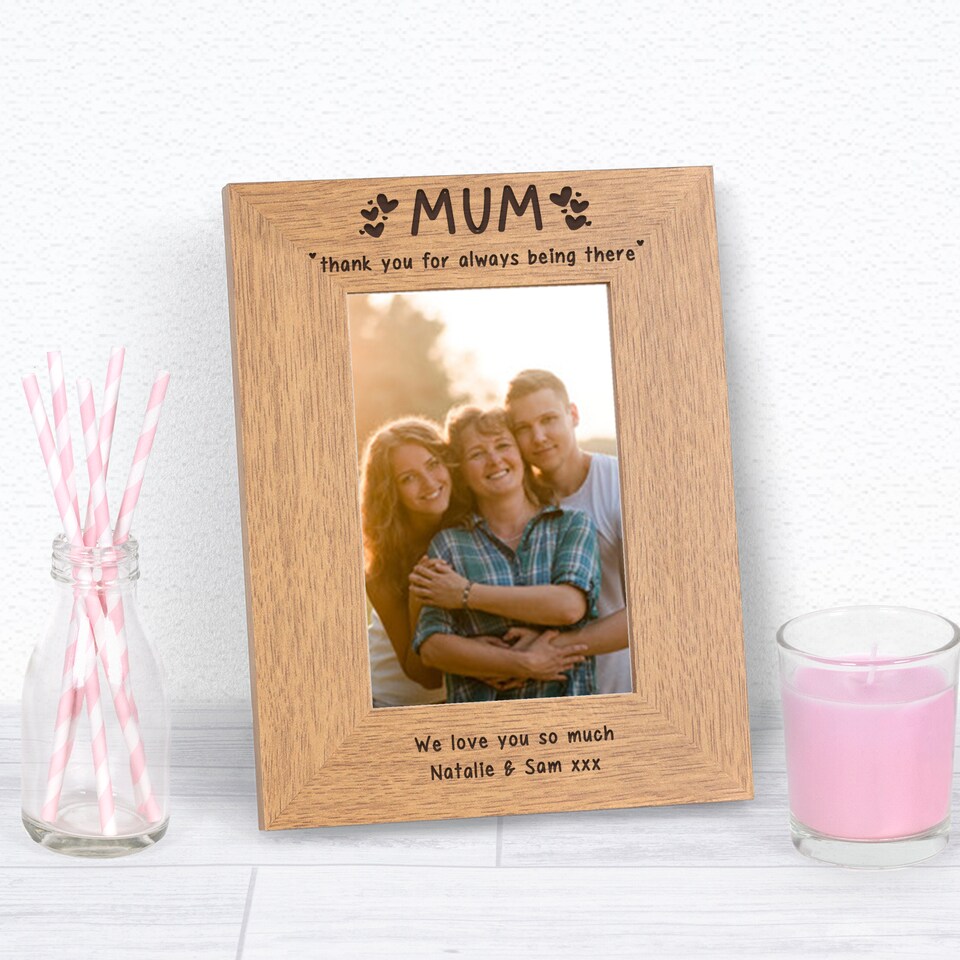 image 1 of Personalised MUM thank you for always being there Wood Picture Frame 7x5