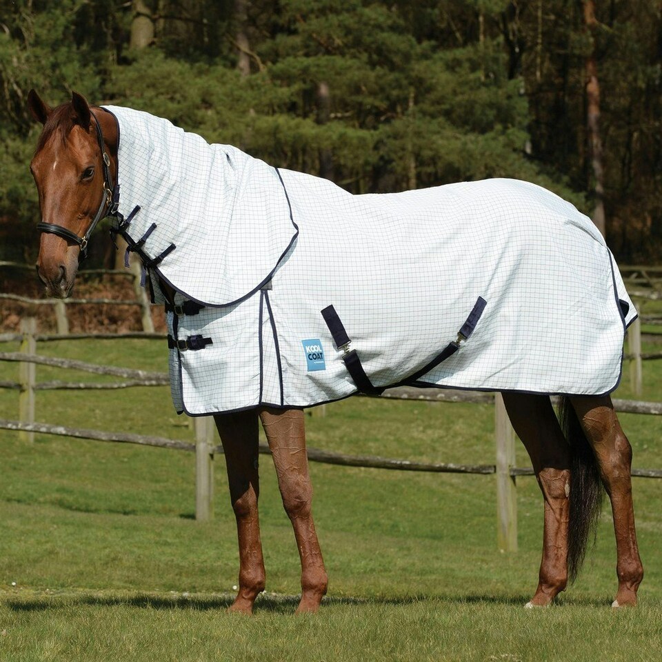 image 1 of Kool Coat Classic III Combo Neck Horse Turnout Rug - White/Navy - 6´