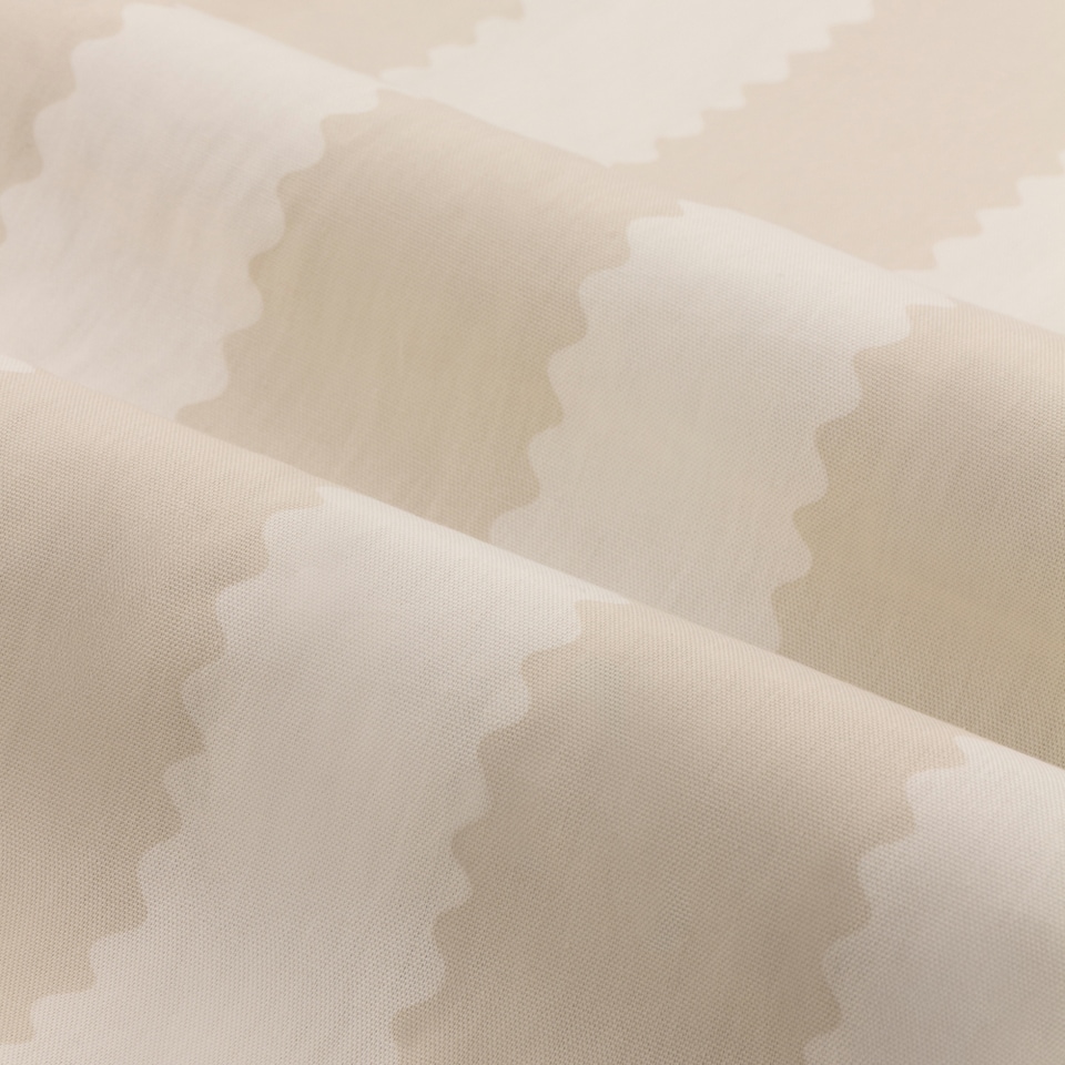 image 1 of Furn Birdie Stripe Fully Lined Ruffle Pencil Pleat Curtain Pair, Natural, (W) 168cm x (D) 183cm