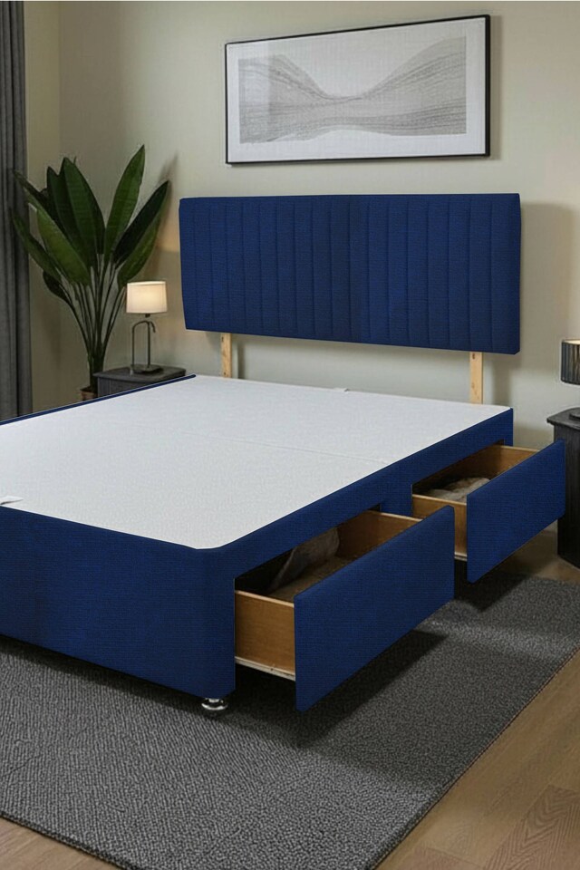 image 1 of Emily Divan Bed Base 2 Drawers, with Headboard Naples Fabric